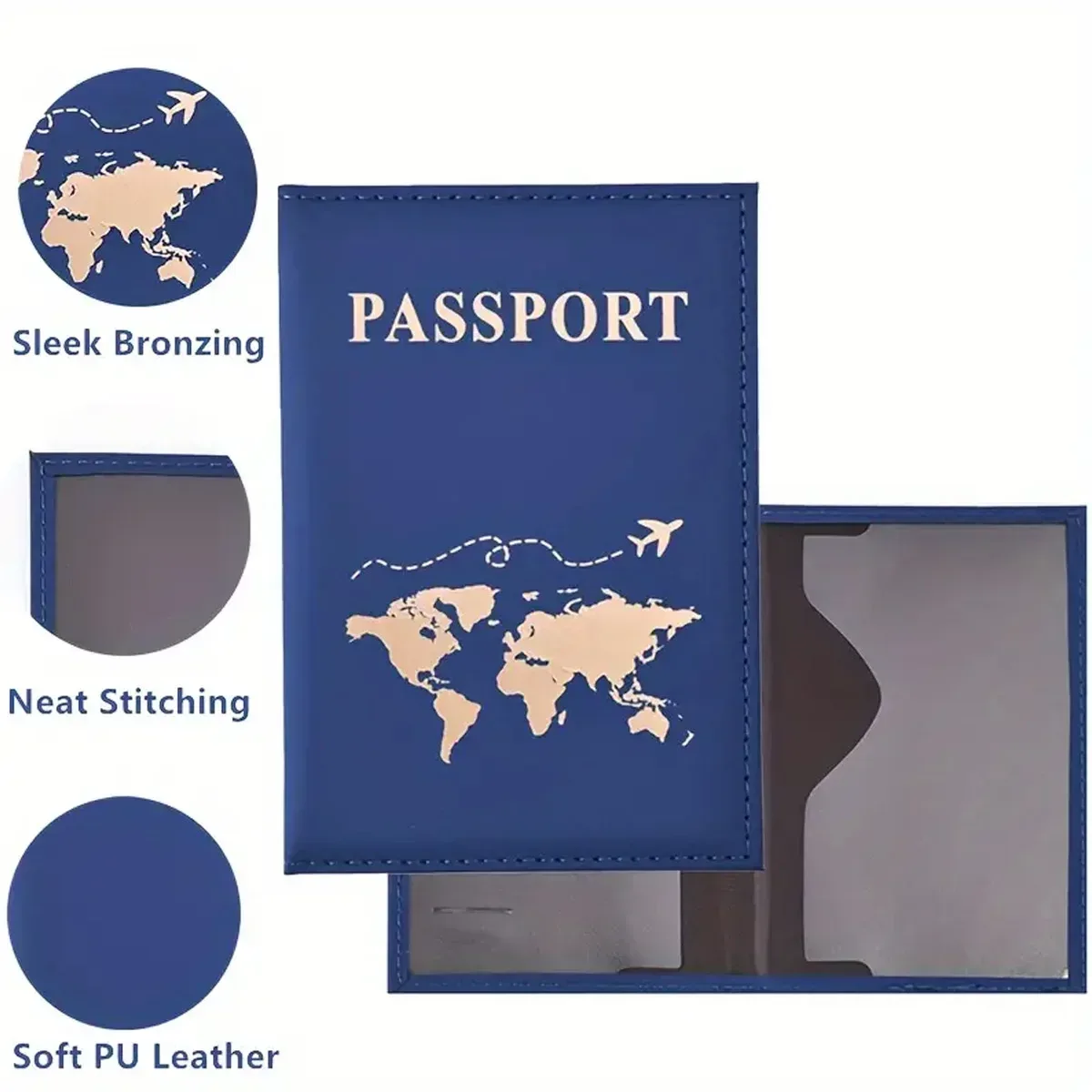 étui de voyage en cuir pu pour porte-passeport doré, pour femmes et hommes, couverture de carte de billet, accessoires de protection pour passeport