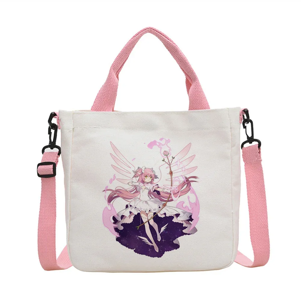 sac fourre-tout madoka magica en toile réutilisable, sac cabas, einkaufstasche femme