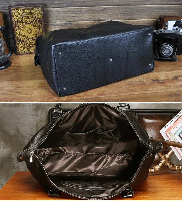 sac de voyage en cuir véritable, sac à bagages pour hommes, grand sac de sport pour hommes, sac à bandoulière pour femmes, grand sac fourre-tout, sac à main noir.