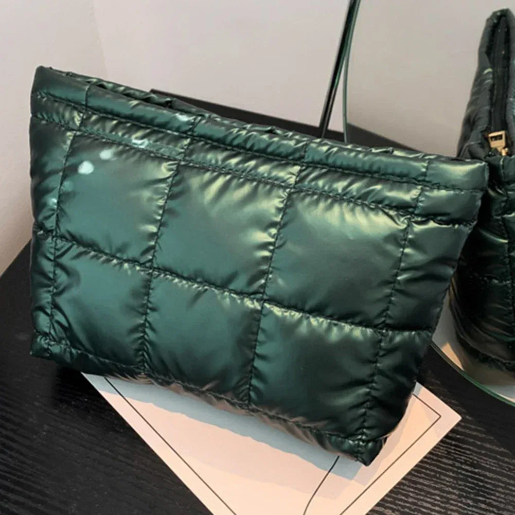 sac à cosmétiques rembourré et matelassé pour femmes, sac de rangement de maquillage de grande capacité, sacs de rangement de maquillage, sacs à cosmétiques de voyage de couleur unie