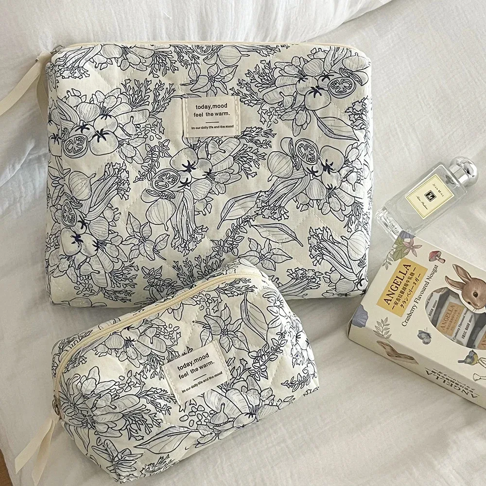 sac à main vintage à fleurs pour femmes, sac cosmétique portable avec fermeture éclair, trousse de maquillage, trousse de toilette pour voyage, poudres matelassées, vente en gros