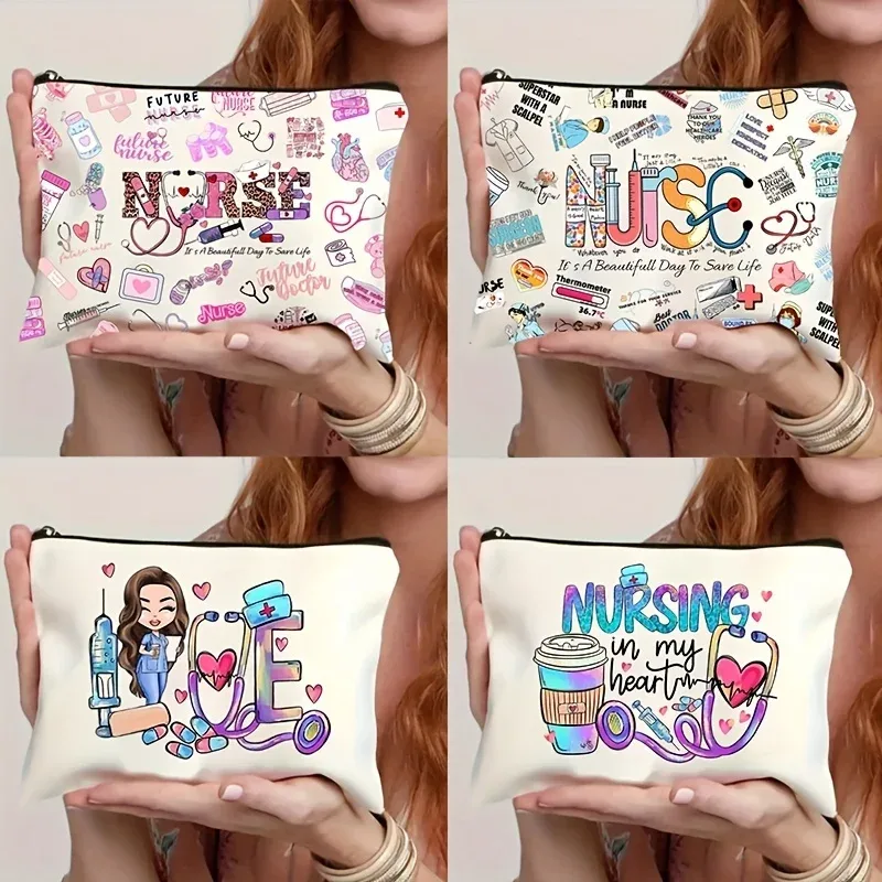 trousse polyester motif floral décontracté pliable extensible cosmétique maquillage voyage salle bain petit format