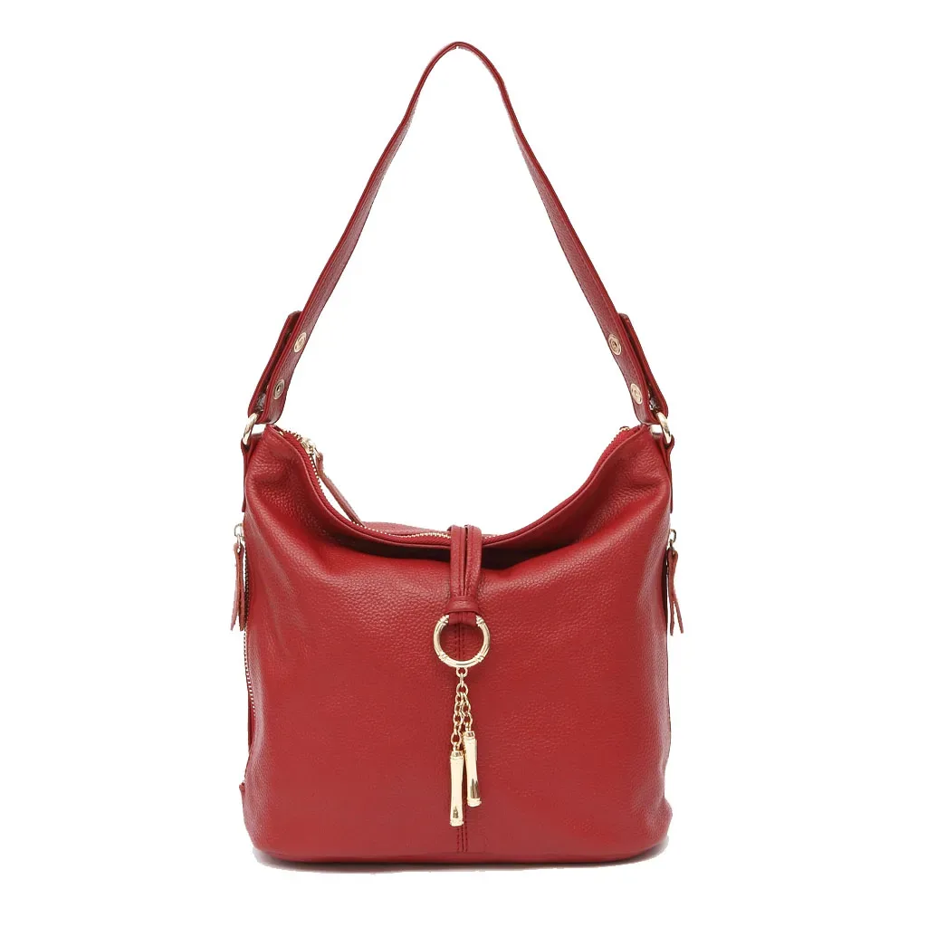 zency-sac à main élégant en cuir rouge pour femme, 100% group, hobo, charme, anneau, moyen, initié, jaune vif