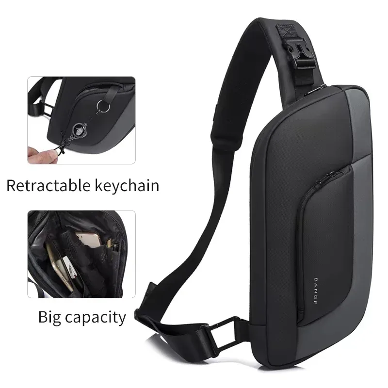 bange nouveau sac à bandoulière multifonction antivol sacs à bandoulière mâle étanche court voyage sac de poitrine pack pour hommes