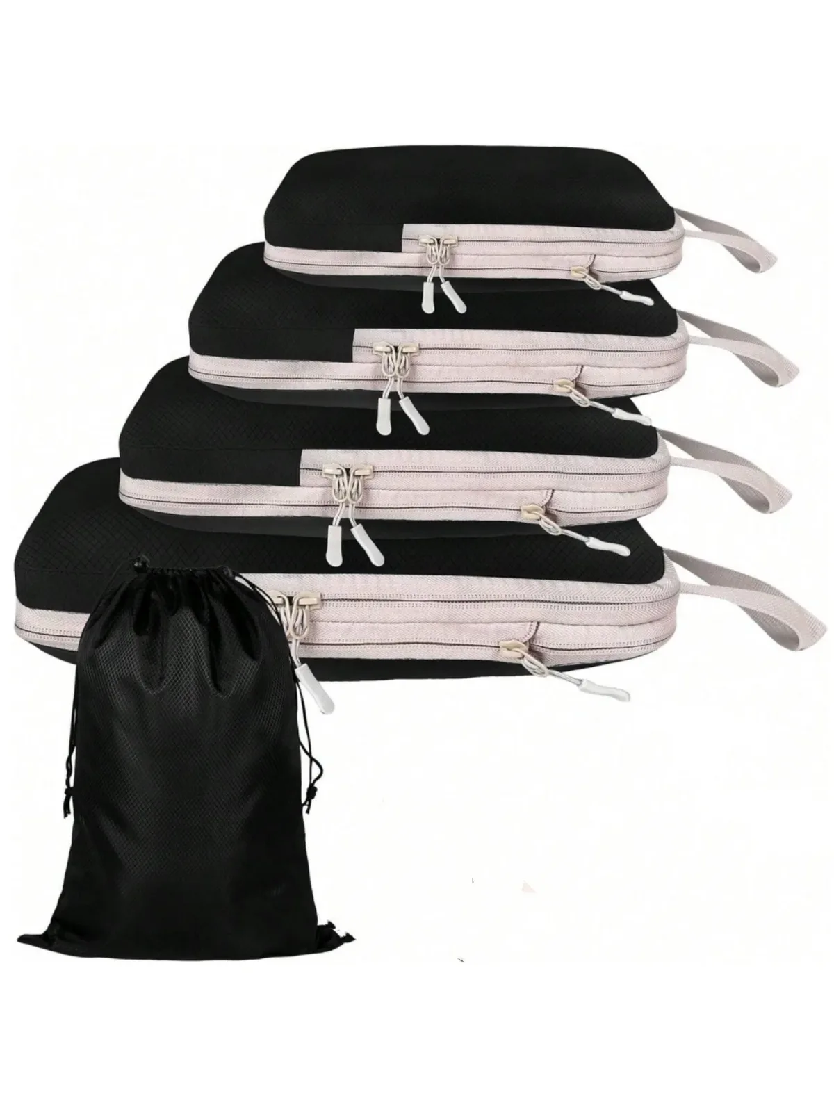 organisateur voyage polyester beige compartiments chaussures compression dépliage économie espaces pliage sac déplacement usage six pièces