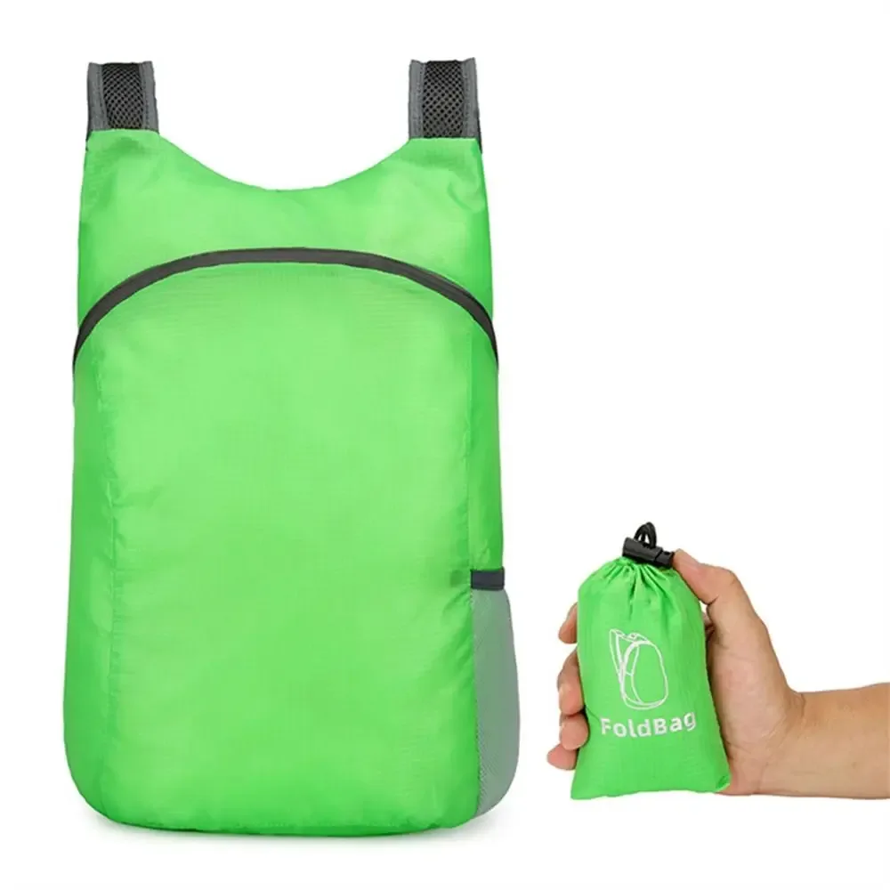 sac à dos pliable avec cordon de serrage, sac de rangement, fermeture éclair, grande capacité, léger, en nylon, sac d'école, sac à bandoulière, sac de voyage