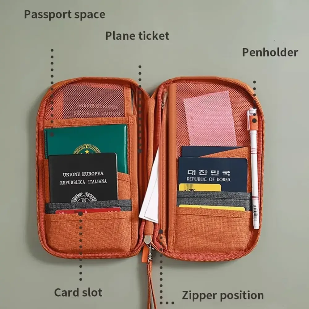 nouvelle pochette de voyage rfid pour passeport, organisateur multifonctionnel pour cartes et billets de famille, unisexe, idéal pour l'enregistrement à l'aéroport