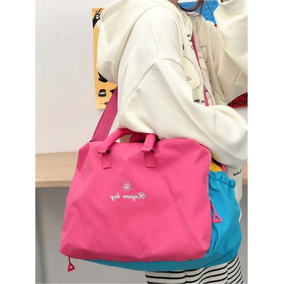 sac de voyage tendance multicolore pour courts séjours, sac de sport léger à main, sac de voyage pour l'hébergement et les loisirs