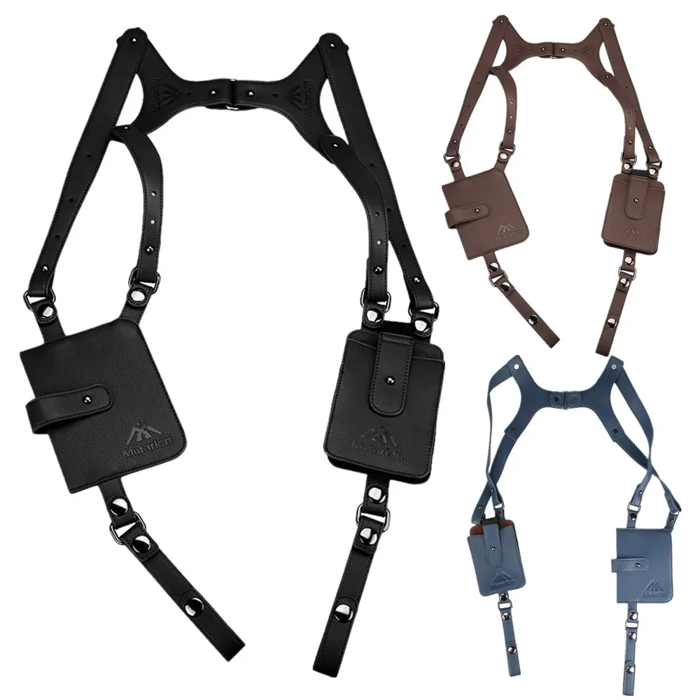 double sac à bandoulière en cuir pu, antivol, sangle cachée sous les bras, portefeuille, étui pour téléphone, pochette de loisirs pour gilet de sport, voyage en plein air