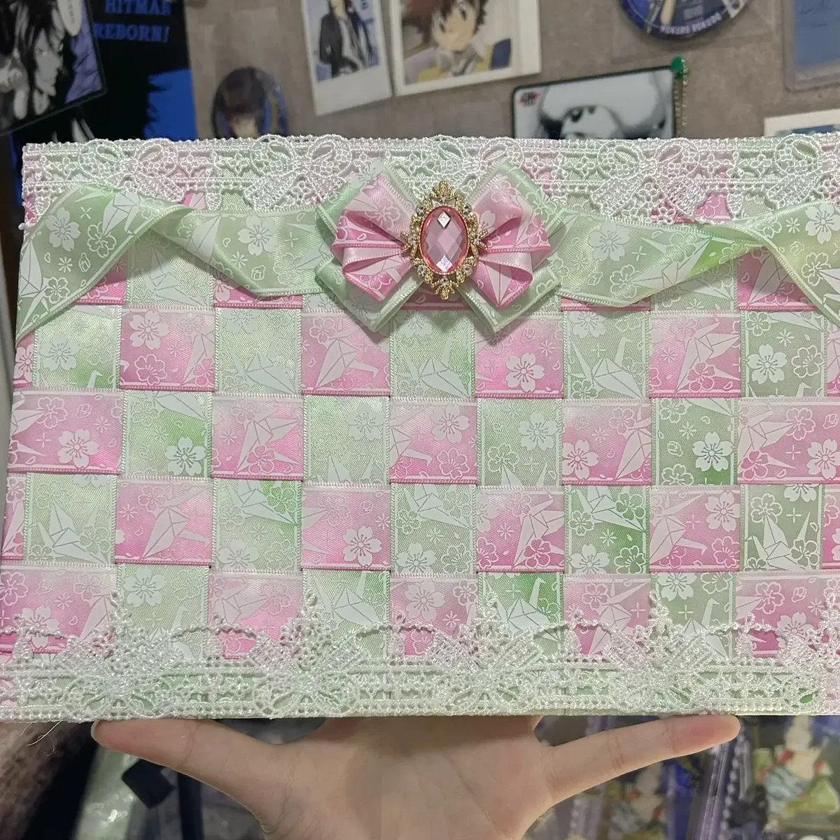 panneau organisateur de cadre pour sac ita, panneau d'insertion de luxe pour sac à dos avec badges, panneau d'affichage de badges cosplay en ruban et dentelle, porte-cartes pour sac ita