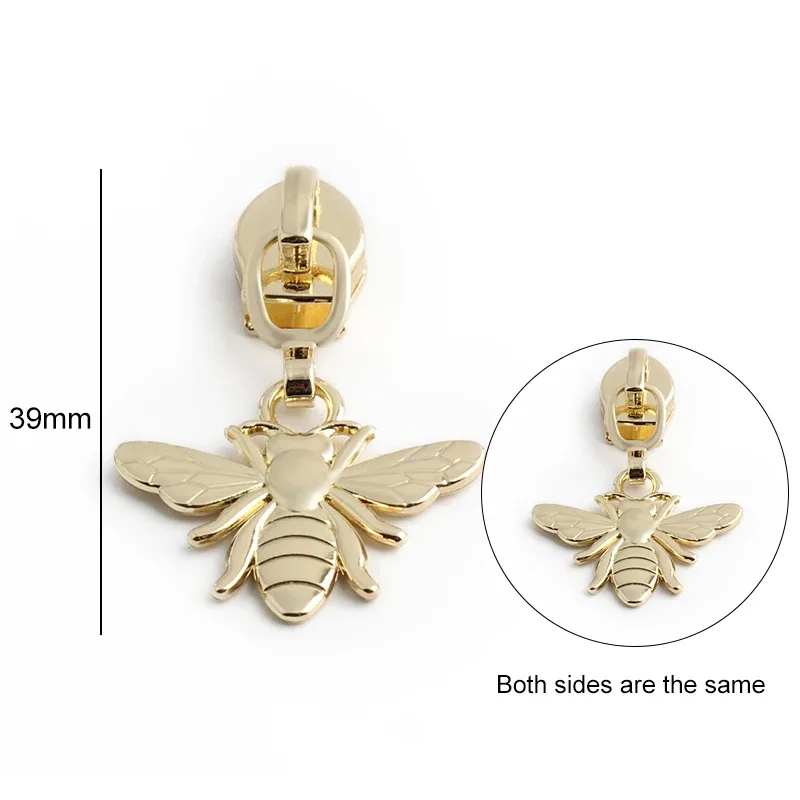 5/10 pièces en forme d'oiseau/abeille/fleur 5 # curseur de fermeture éclair en métal en nylon, pour bricolage, couture, artisanat, vêtements, sacs de rangement de voyage, accessoires à fermeture éclair