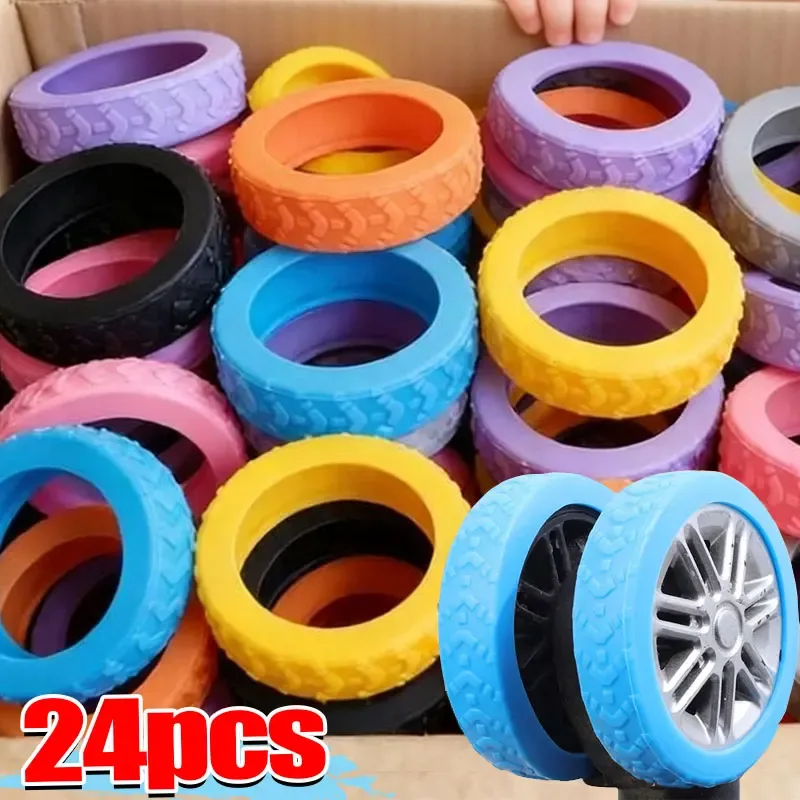 24/2 pièces nouveauté 2026 housses de protection épaissies en caoutchouc et silicone pour roues de bagages, insonorisantes