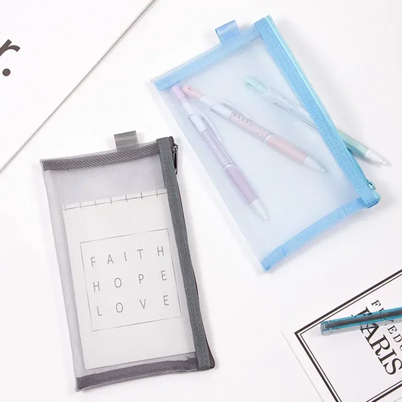 sac cosmétique de voyage en filet transparent, porte-cosmétiques, sac de rangement, étui à crayons à fermeture éclair, poudres de maquillage en nylon portable