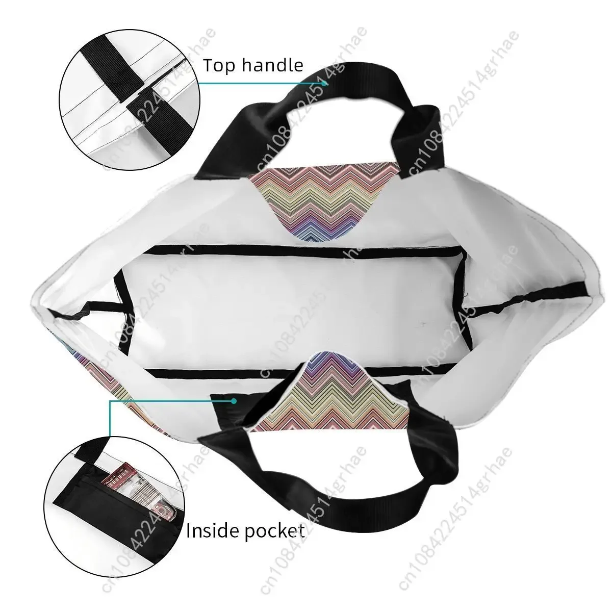 sac fourre-tout personnalisé coloré à motif zig-zag pour la maison, sac de courses en toile bohème géométrique à motif zig-zag, sac à bandoulière pour les courses