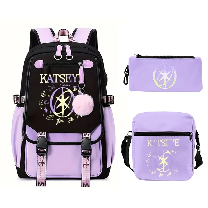 sac dos nylon violet noir motifs floraux géométriques accessoires stylos intérieur informatique voyage femme