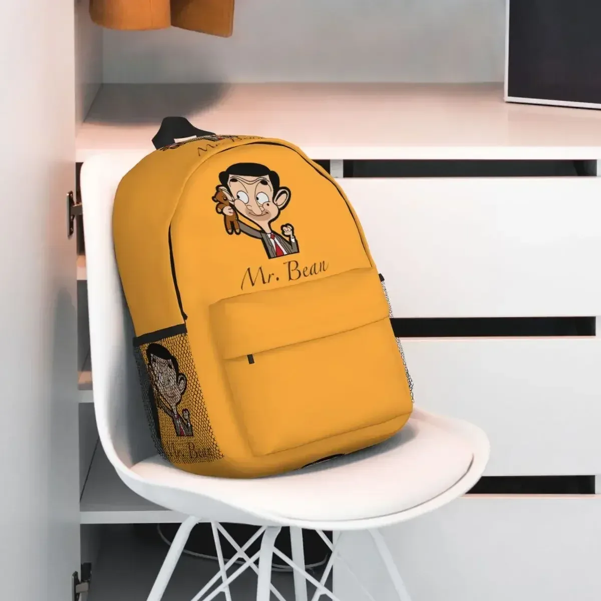 sac à dos de dessin animé mr. bean pour étudiants, garçons et filles, sac d'école pour enfants, sacs à bandoulière pour ordinateur pour hommes et femmes