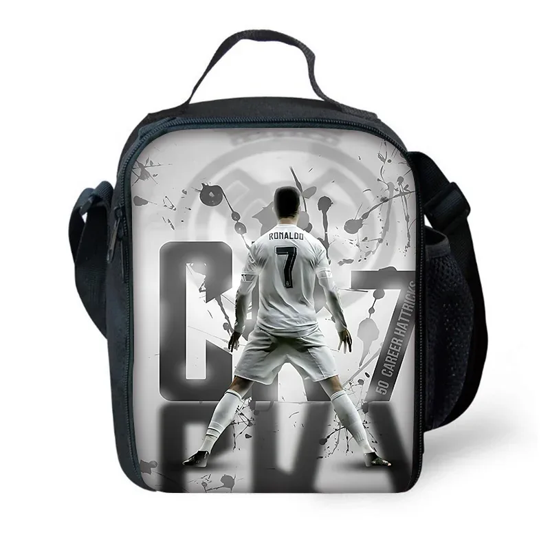 sac à dos de football r-ronaldos cr7 pour enfants, avec sacs à déjeuner, sacs à crayons, sacs d'école pour garçons et filles, meilleur cadeau