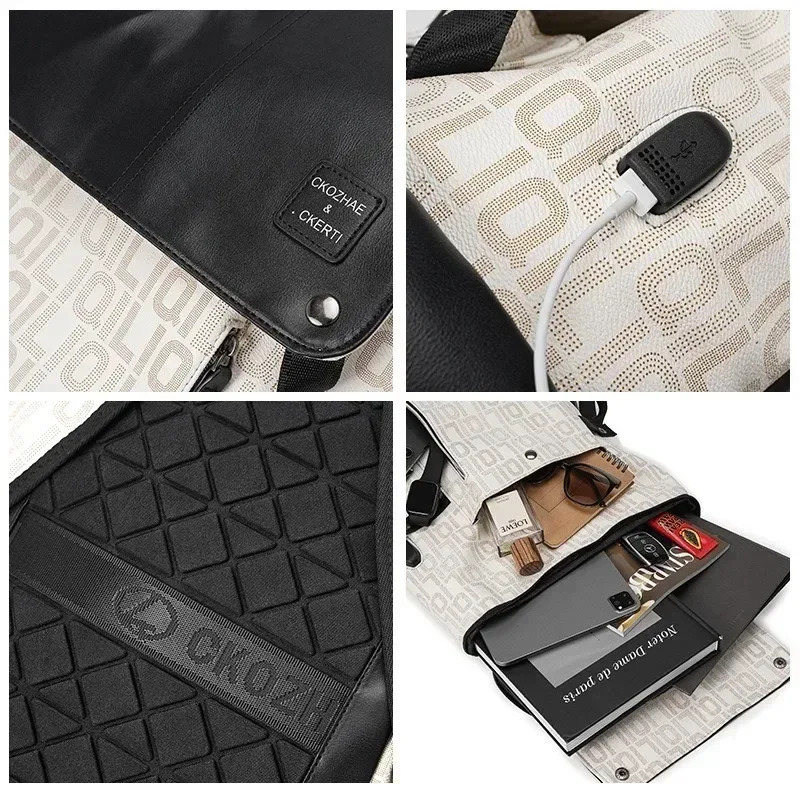 sac à dos pour hommes avec lettres imprimées, avec interface usb, grande capacité, pour ordinateur portable de 14 pouces, sac à dos de voyage en plein air