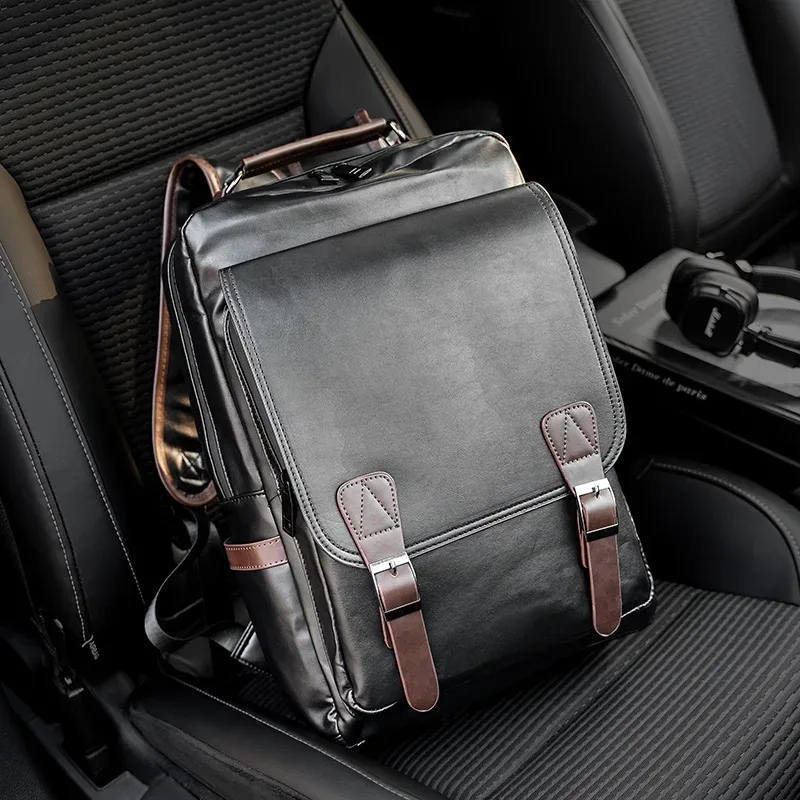 sac à dos rétro en cuir souple pour hommes, sac à dos pour ordinateur portable de grande capacité, cartable pour étudiants, cartable pour hommes, mode