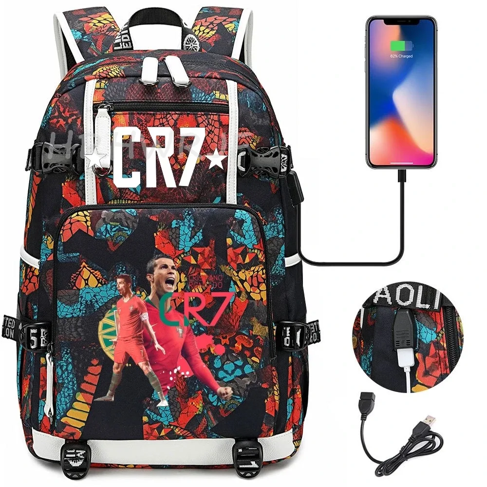 sac à dos camouflage cr7 avec port usb, sac à dos pour ordinateur portable, pour adolescents, filles et garçons, sac d'école, sac à dos étanche, sac de voyage quotidien pour étudiants, mochila