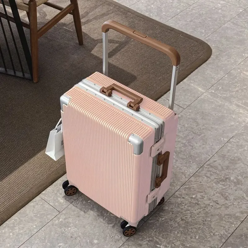 nouvelle valise trolley large grande capacité 20/24/26 pouces avec cadre en aluminium abs+pc, bagage cabine à roulettes