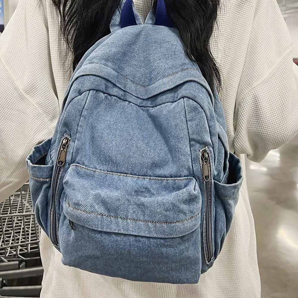 sac à dos en denim de grande capacité pour garçons et filles, sac à dos de voyage personnalisé, sac à dos personnalisé avec tous les noms, nom brodé, 03