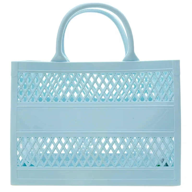 2025 nouveau grand sac de plage en caoutchouc pvc imperméable plage voyage pique-nique panier de rangement femmes shopping sacs à main sac gelée sac fourre-tout ins