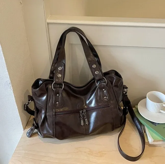sac à bandoulière de luxe pour femme 2026, nouveau sac décontracté à porter en travers du corps, sac à main quotidien pour femme, grande capacité, sac fourre-tout en cuir pu souple