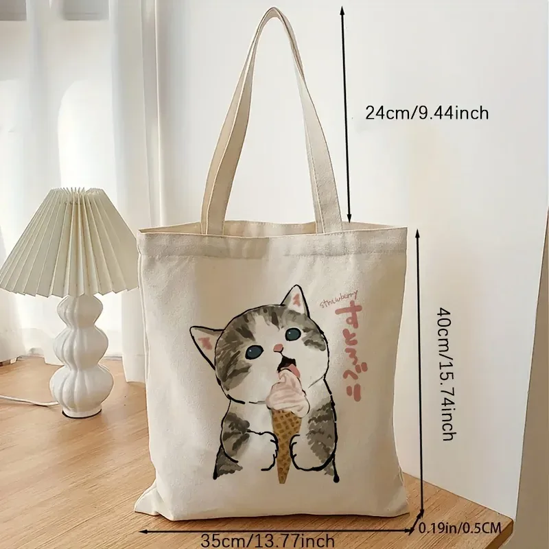 sacs à bagages chats mignons, 1 pièce, sac de shopping vintage en toile de dessin animé harajuku, sacs à bandoulière amusants pour femmes, cadeaux kawaii pour enfants