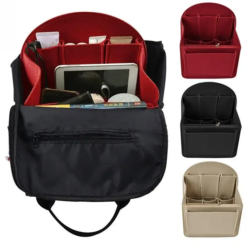 sac intérieur en feutre grande capacité, organisateur de sac à main, insert de rangement portable pour voyage, pochette pour sac à dos, sac à bandoulière, sac à main
