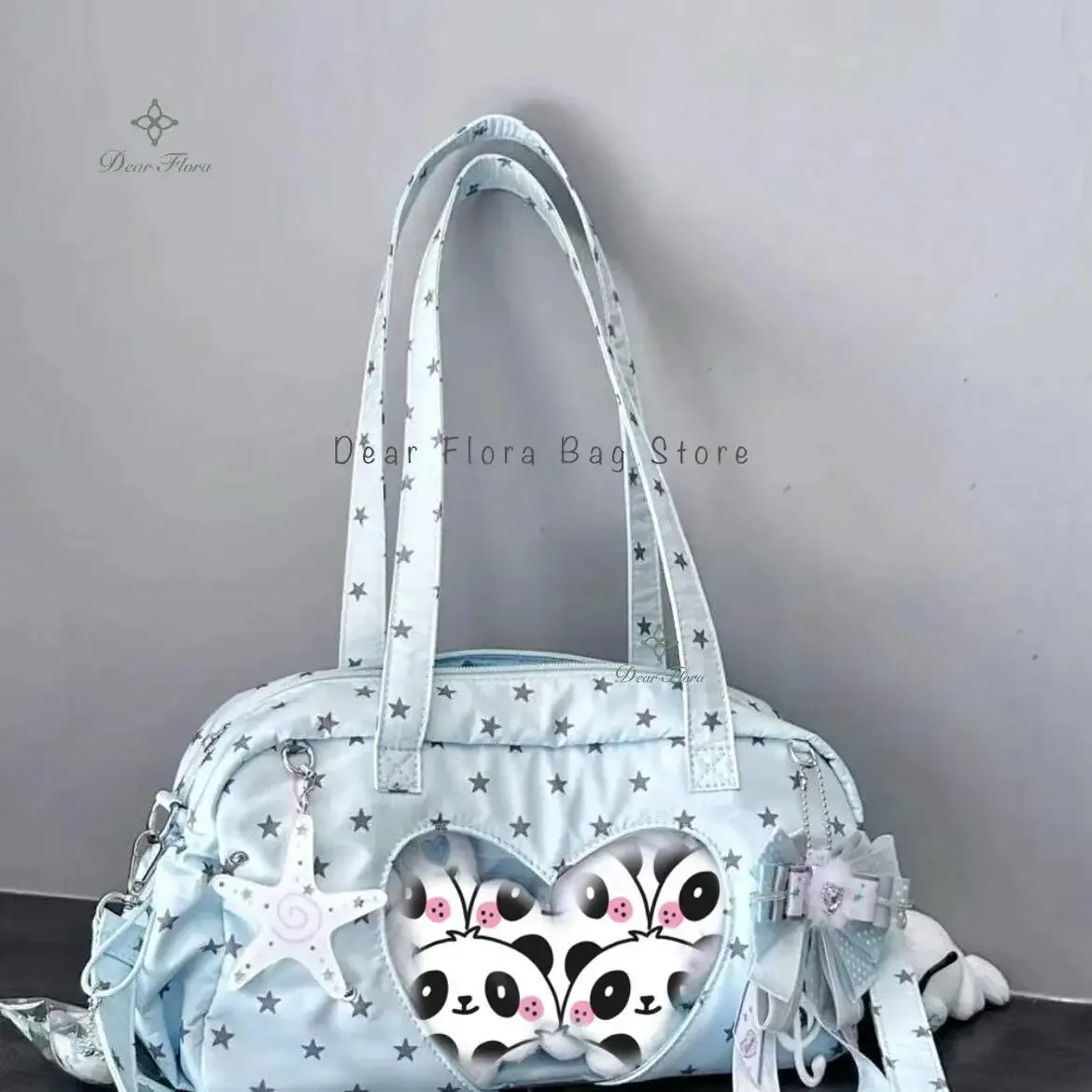 nouveau mignon ita sac femmes grande capacité sac à bandoulière lolita fille sac transparent bricolage badge affichage sac à bandoulière y2k doux sac à main