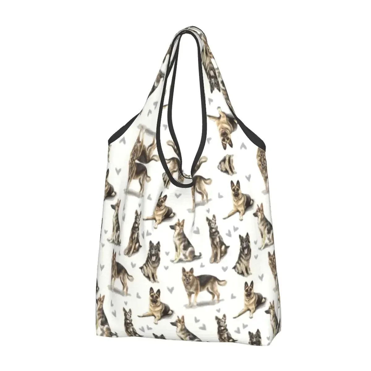 sac fourre-tout réutilisable pour femmes, sacs de courses d'épicerie portables, troupeau de contribuables allemands, sac à provisions pour amoureux des chiens, loup alsacien