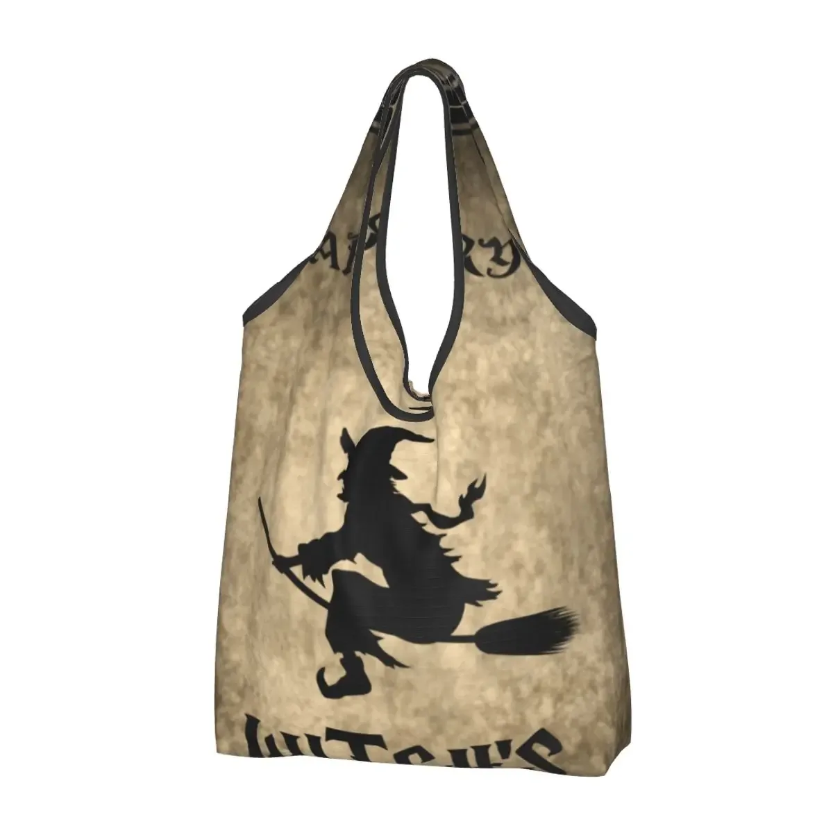 sac à provisions réutilisable personnalisé crow moon pour femme, sac fourre-tout portable, halloween, sorcière effrayant, sacs d'épicerie