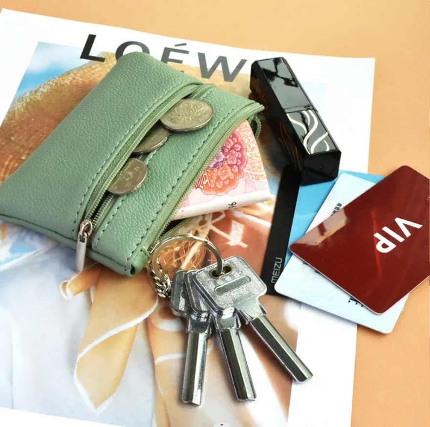 mini portefeuille en cuir pu, porte-monnaie, sac à clés, porte-clés de mode, sac de rangement pour cartes de poche, fermeture éclair multifonctionnelle, poudres à monnaie