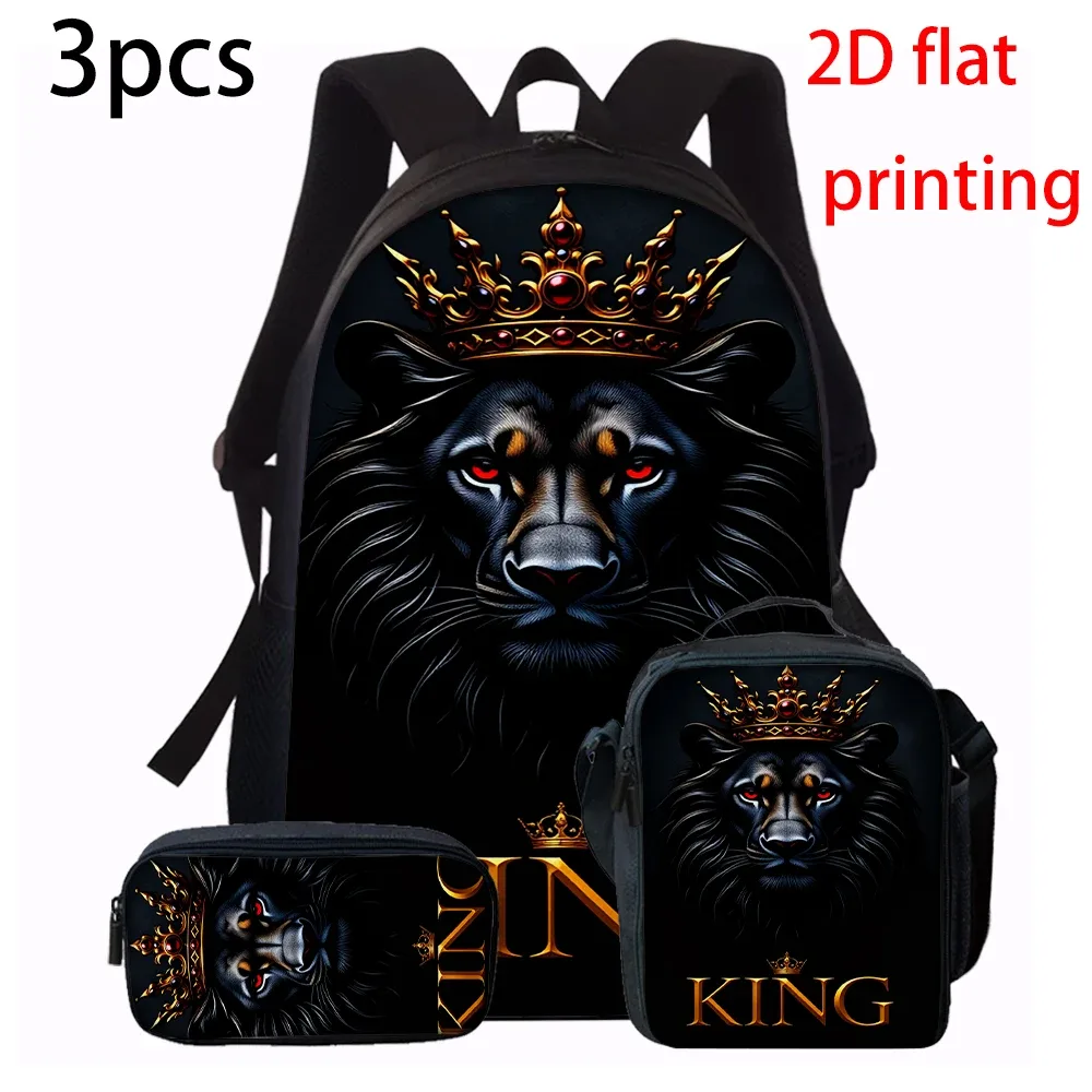 ensemble de sacs à dos motif roi lion (1/2/3/4/5 pièces) - sac à dos décontracté grande capacité avec pochette et sac fourre-tout assortis pour usage quotidien