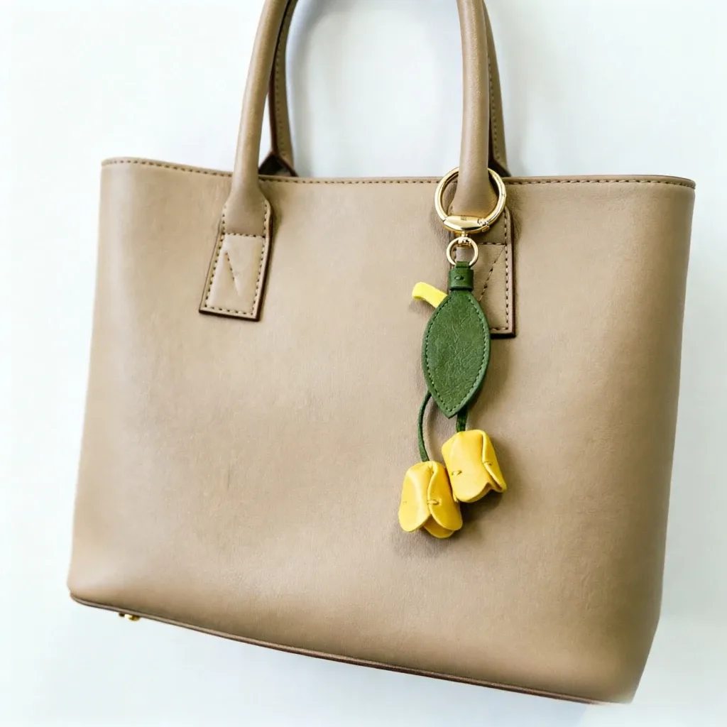 porte-clés en cuir style tulipe – charme de sac mignon en forme de fleur pour sacs à dos, sacs à main et clés de voiture – accessoire de décoration féminin pour la maison