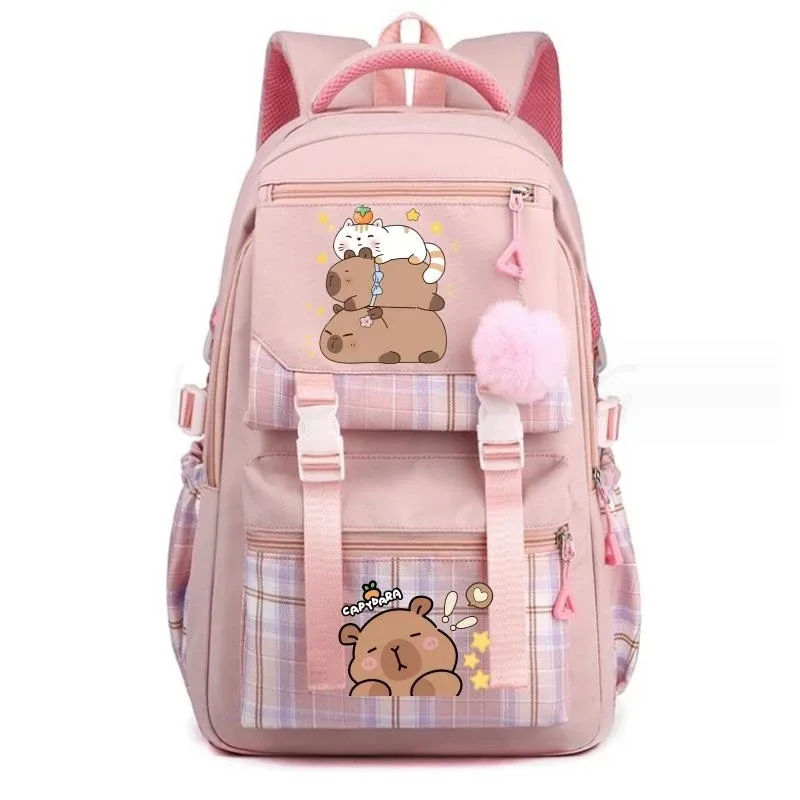 sac à dos imprimé capybara pour femmes, pour ordinateur portable, grande capacité, cartable d'école pour filles et adolescentes, 4 couleurs, cadeau