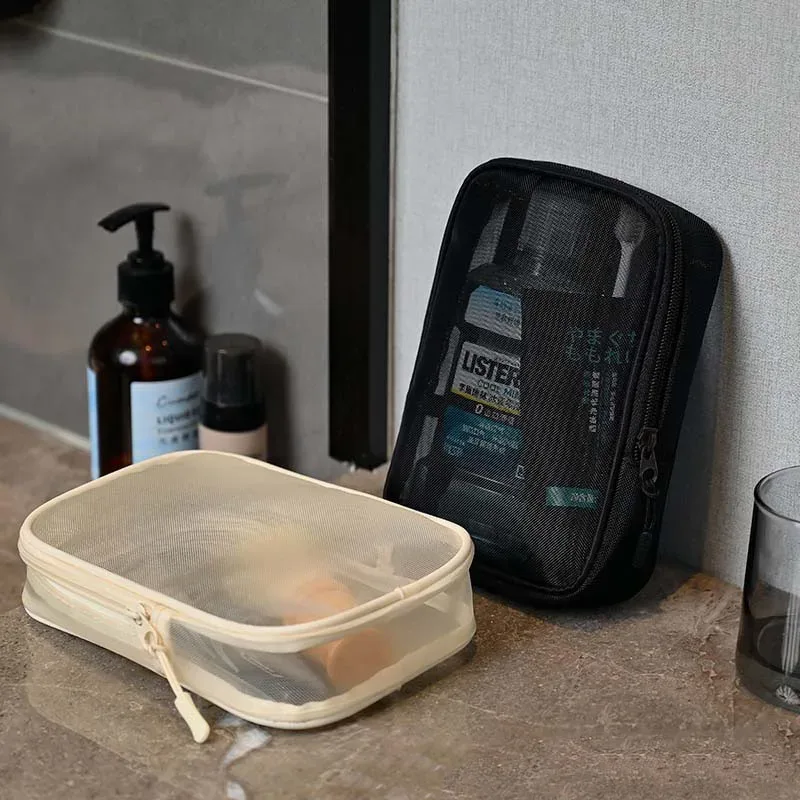 sac de rangement de maquillage, trousse de toilette de voyage, soins de la peau, rasoir, brosse à dents, pour femmes et hommes, sac de lavage cosmétique en maille, nouvelle collection 2025