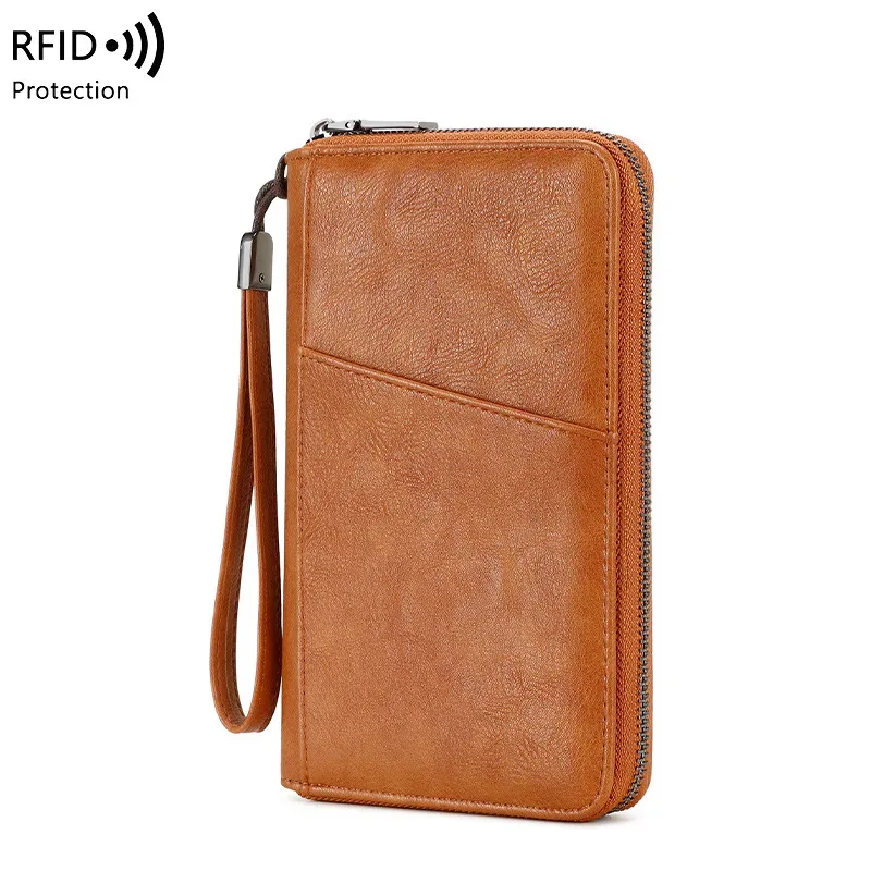 porte-passeports familial pour 5 personnes, en cuir, avec blocage rfid, porte-passeports multiple avec fermeture éclair, organiseur de documents de voyage
