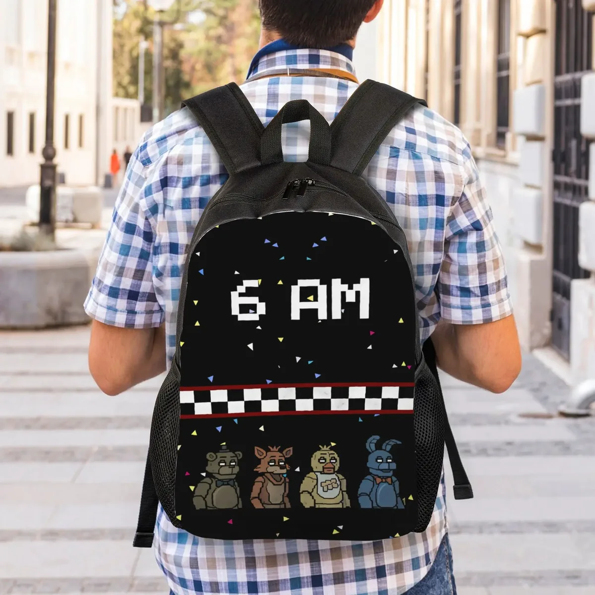 sac à dos fnaf horror game pour hommes, grands sacs à dos en polyester, sacs décontractés pour lycée, sac à dos de voyage personnalisé