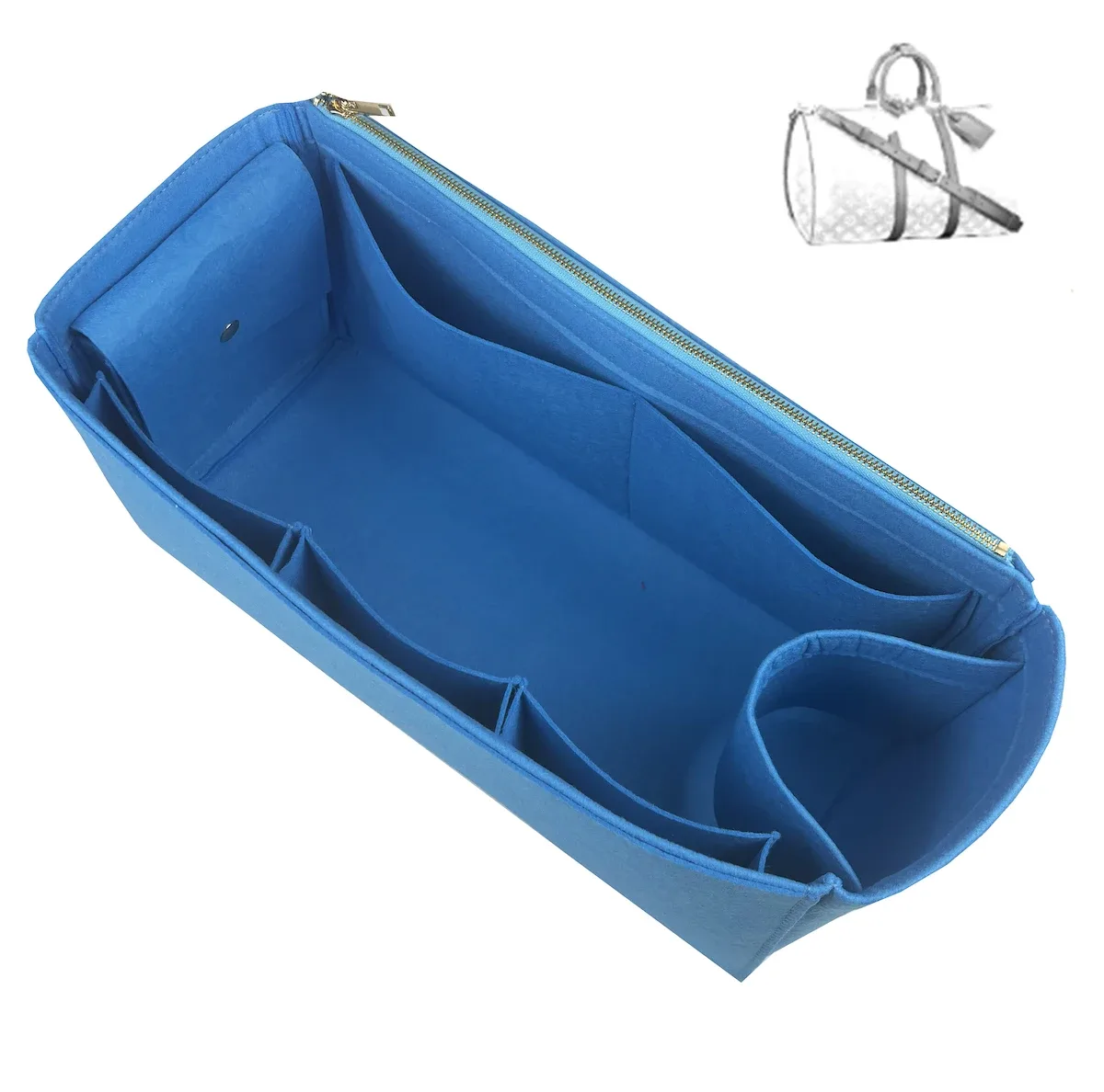organisateur de sac à main en feutre premium 3mm (fait main/20 couleurs) avec poche zippée amovible, compatible avec les sacs keepall 45, 50, 55, 60