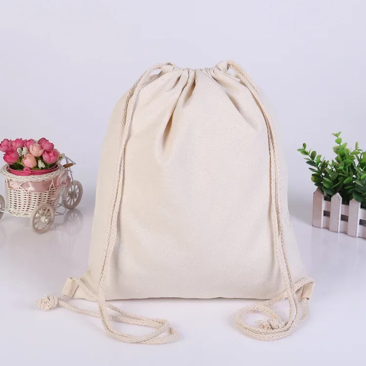 sac de rangement en coton avec cordon de serrage, sacs en toile blanche pour bonbons, pochette cadeau, sacs réutilisables pour articles ménagers, sacs anti-poussière