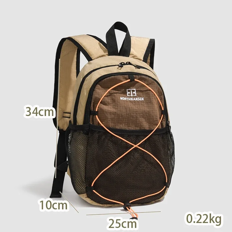 sac dos toile beige bandes noires poche intérieure fendue ceintures jacquard randonnée sport décontracté