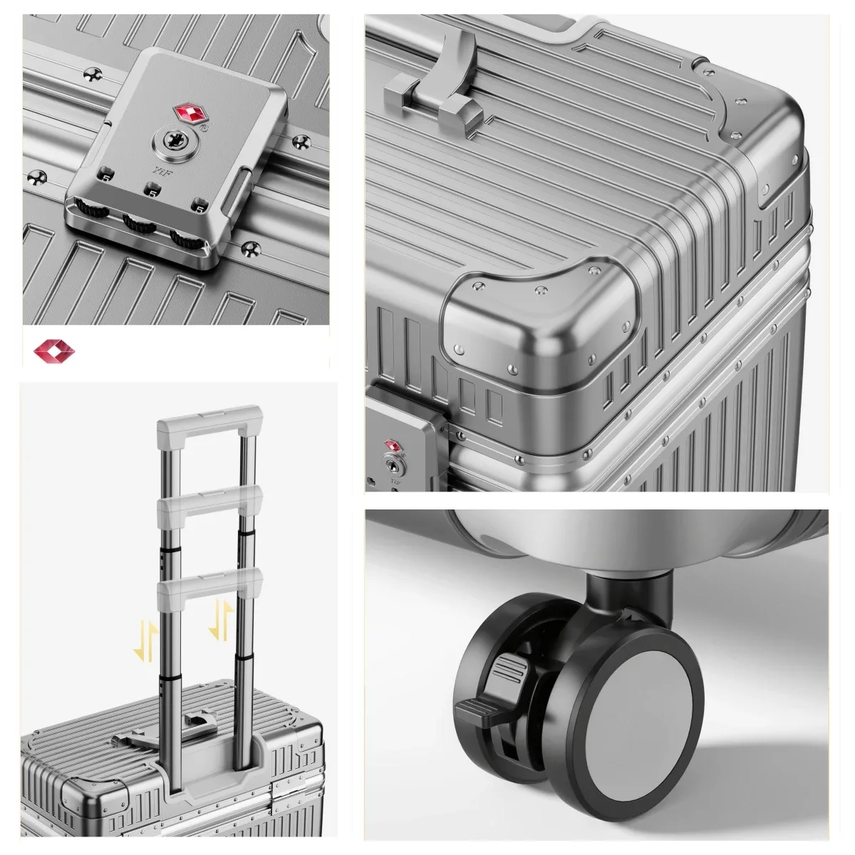 nouvelle valise à ouverture supérieure 18 pouces, bagage à roulettes de cabine avec cadre en alliage d'aluminium, serrure tsa, coque rigide en pc