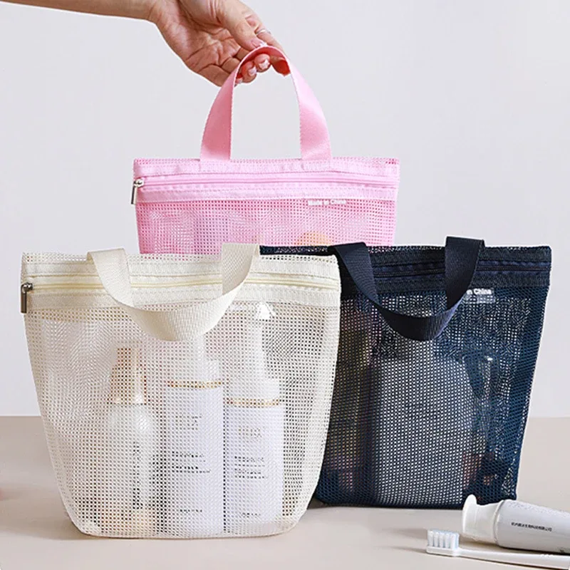sacs de rangement portables pour maquillage, sacs à main en maille, sac de bain, sac de sport, sac de rangement pour articles divers, trousse de toilette de voyage