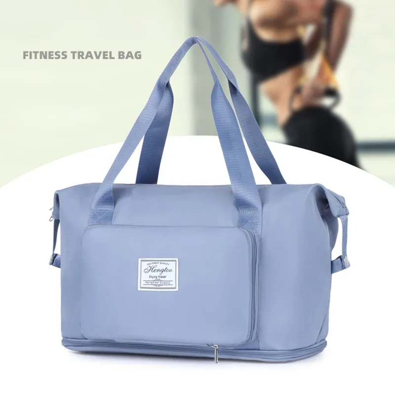 sac de voyage pliable, extensible, grande capacité, sacs de sport en nylon, étanche, double couche, fermeture éclair, sac à main, organisateur de bagages, fourre-tout, nouveau