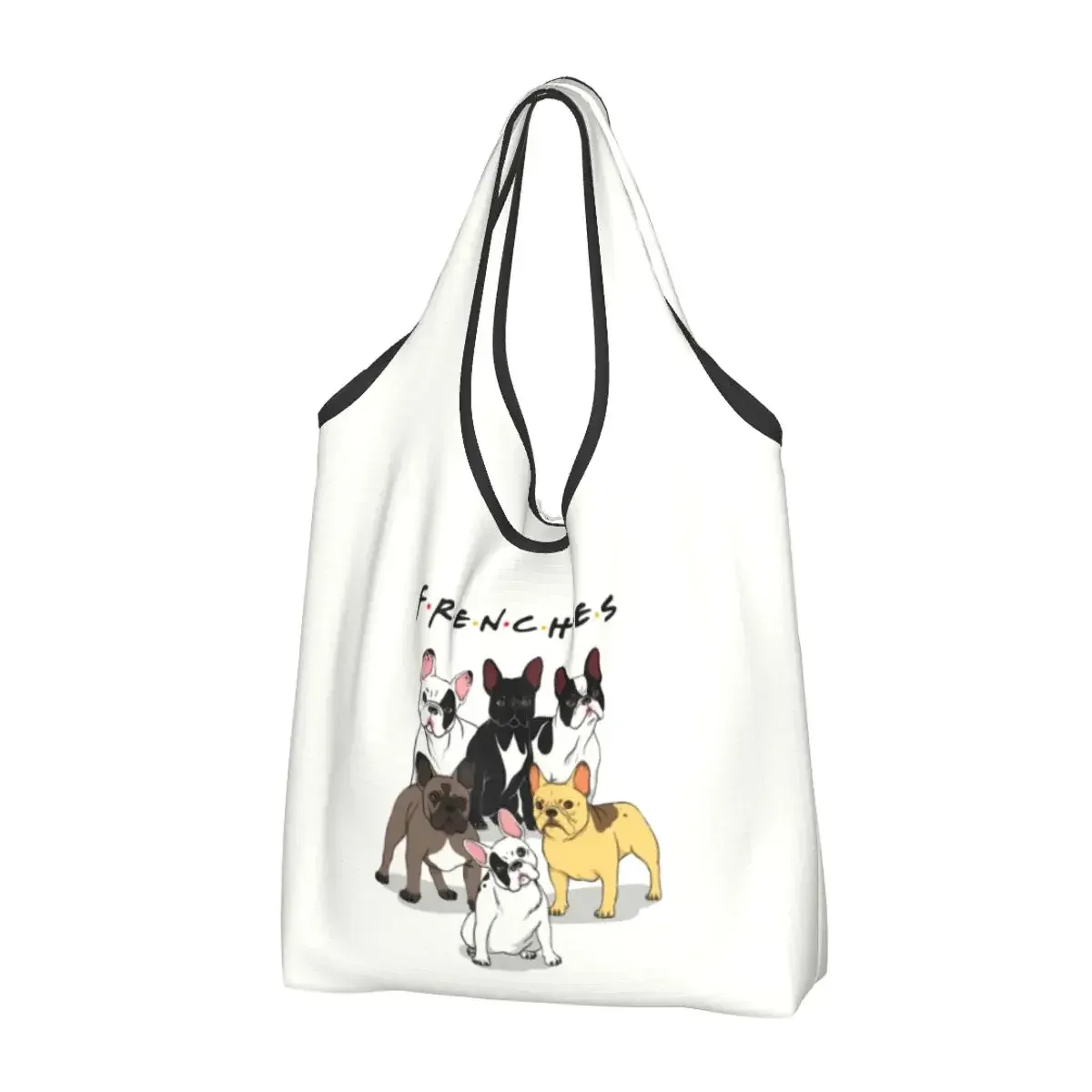 sac à provisions portable pop art pour femme, style bungalow, bouledogue français, sac fourre-tout pour chien, cadeau pour animal de compagnie, sacs d'épicerie