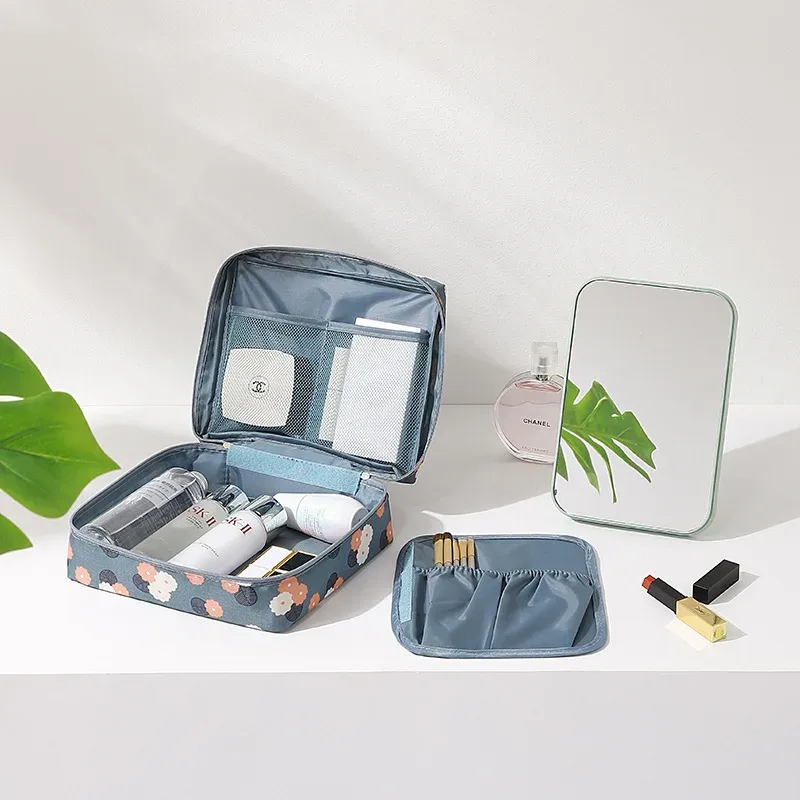 grande trousse de toilette pour femmes, sac de voyage imperméable pour cosmétiques, organiseur de maquillage avec ouverture facile, étui de rangement beauté