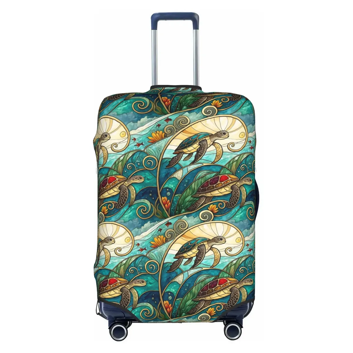 housse de protection pour valise, motif tortues marines sur fond bleu marine, mignonne, convient aux valises de 18 à 32 pouces