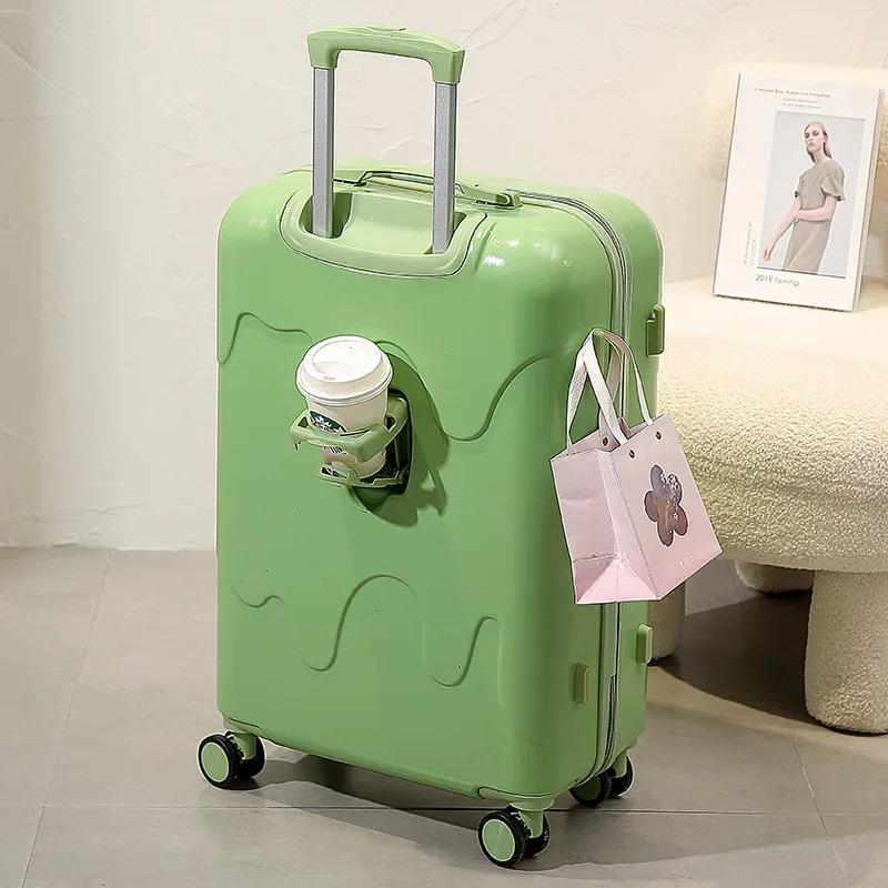 valise à roulettes de type crème glacée pour étudiants, valise à roulettes à quatre roues, bagage multifonctionnel, style mignon, boîte à serrure pour garçons, voyage, nouveau, 2025